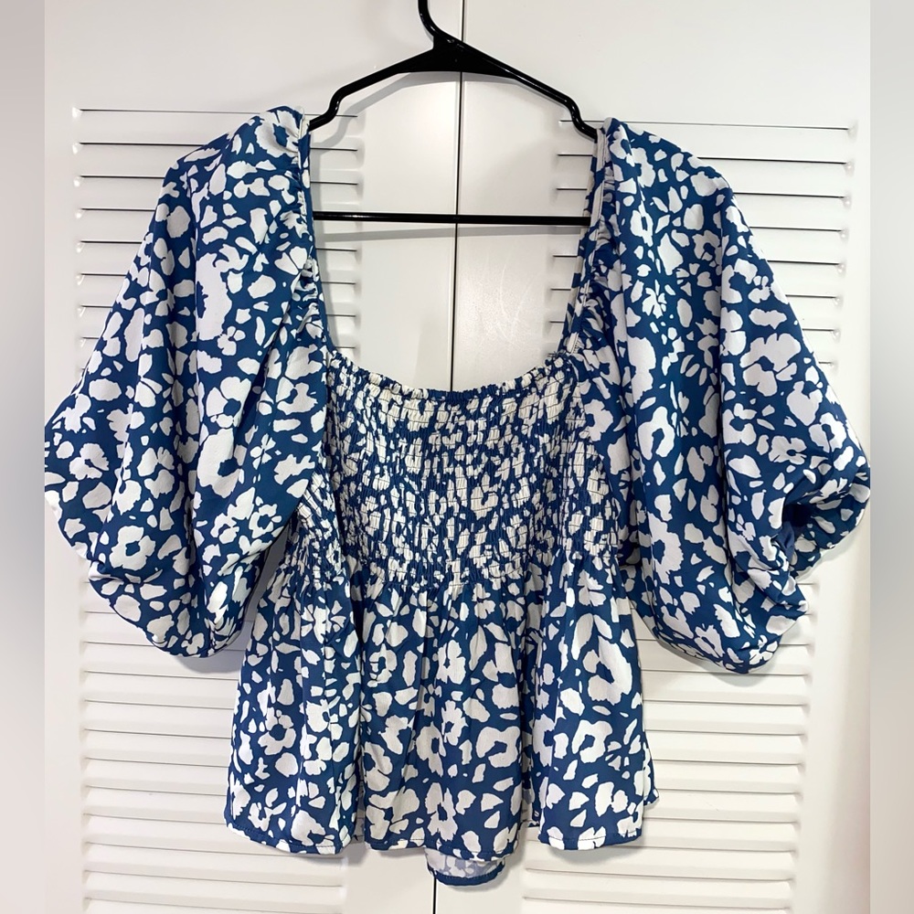 By Together Blue/White Half Sleeve Top